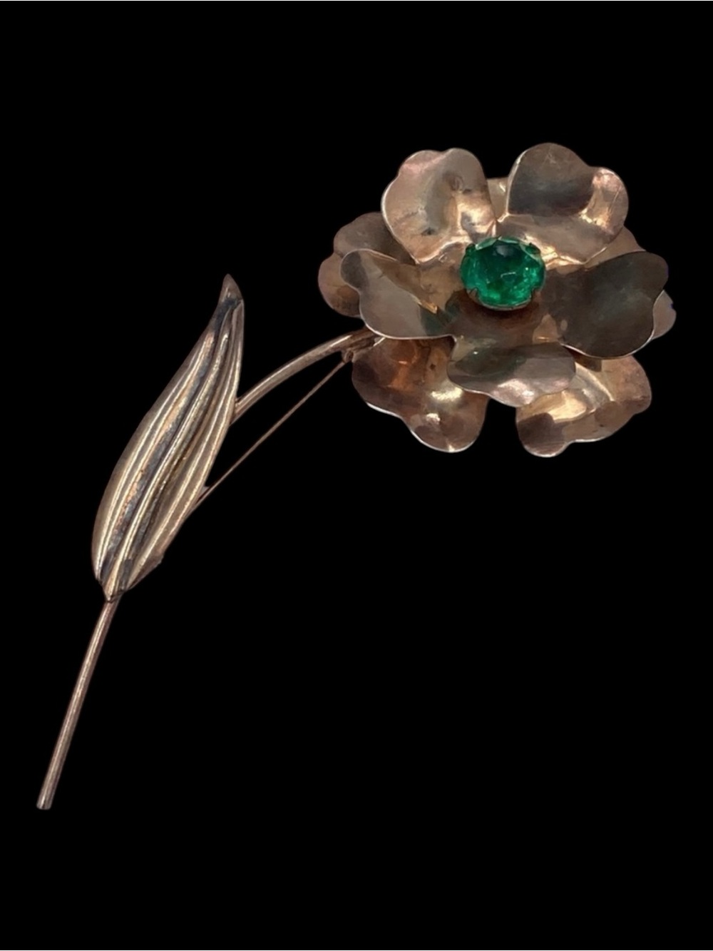 Vintage 1940’s Large Sterling Flower Brooch